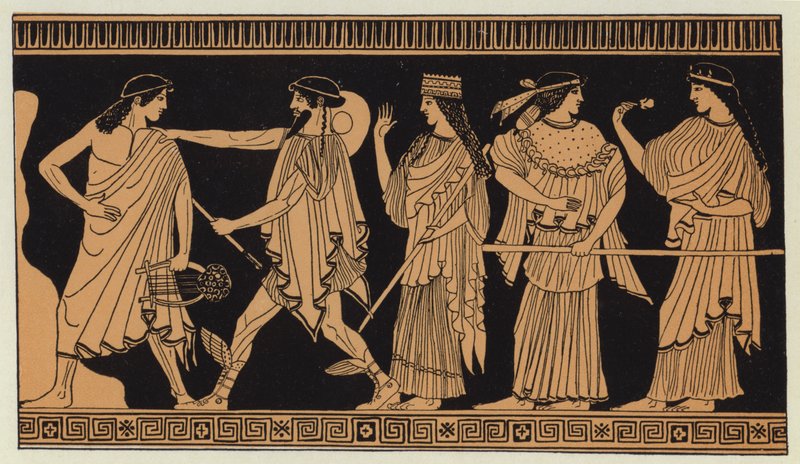 赫尔墨斯带到巴黎的三位女神（彩色石版画） 作者 英语学校