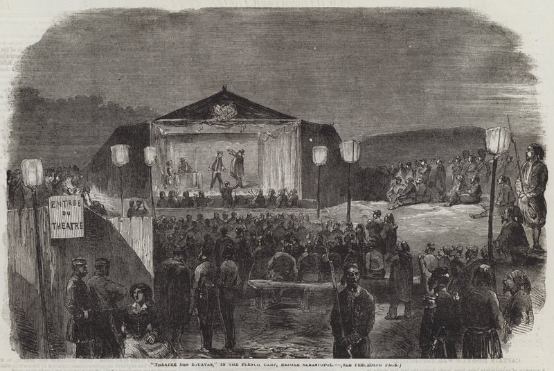 “Theatre des Zouaves”，在法国营地，塞瓦斯托波尔前（雕刻） 作者 英语学校