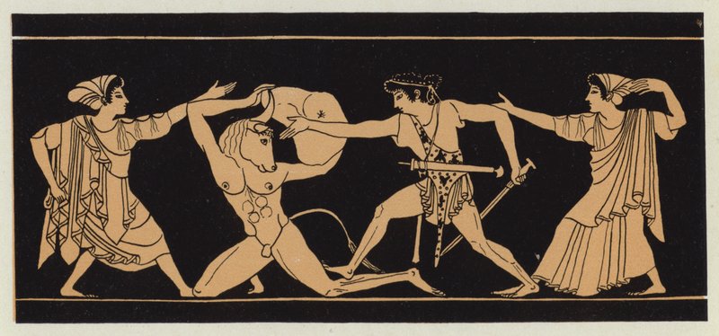 特修斯杀死弥诺陶洛斯（彩色石版画） 作者 英语学校