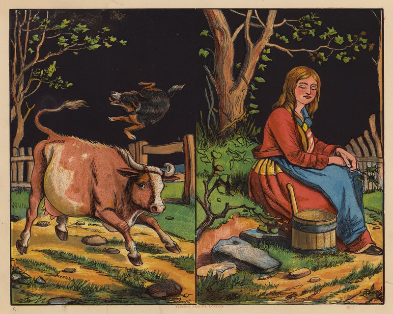 这是牛，这是惆怅的少女（彩色石版画） 作者 英语学校