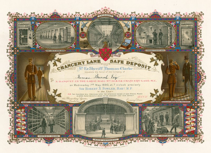 伦敦Chancery Lane 61-62 Chancery Lane Safe Deposit大厅的宴会门票 作者 英语学校