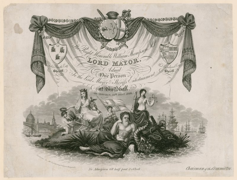 1828年11月10日进入Lord Mayors Entertainment的门票 作者 英语学校