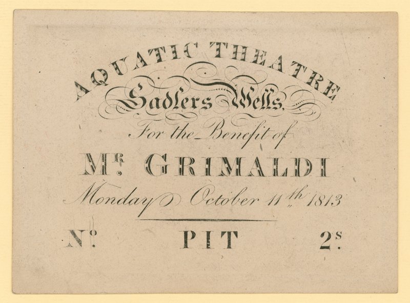 1813年10月11日为Grimaldi先生的利益而设的水上剧院门票 作者 英语学校