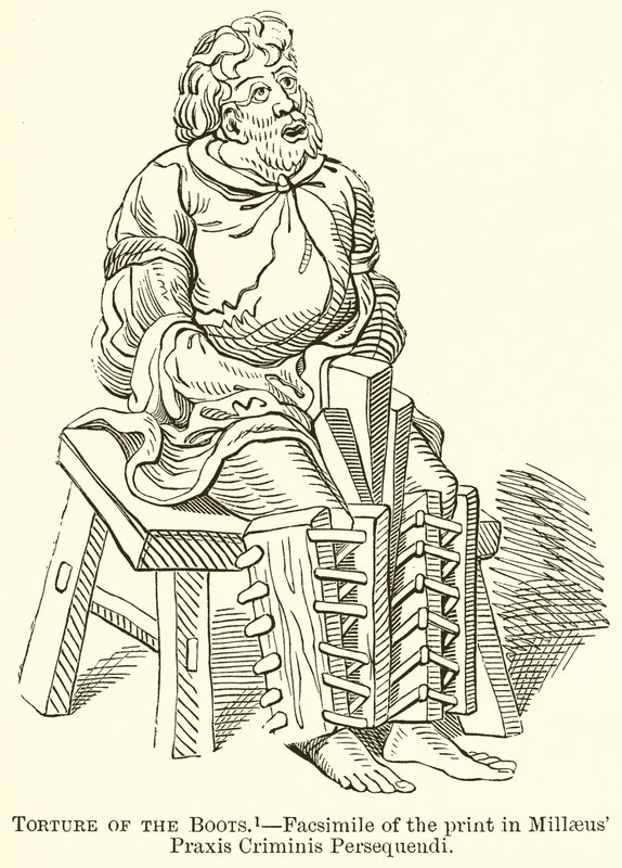 靴子的酷刑.-- Millaeus Praxis Criminis Persequendi的印刷品传真 作者 英语学校