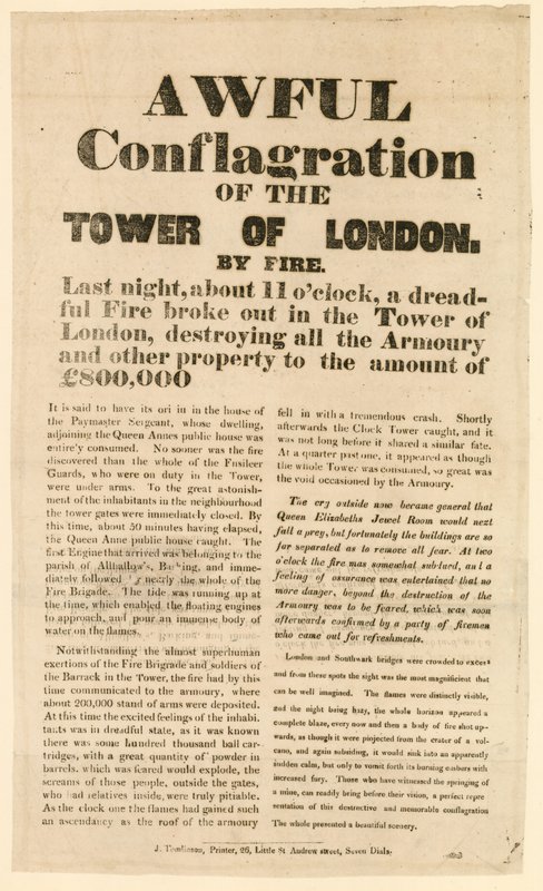 伦敦塔火，1841年 作者 英语学校