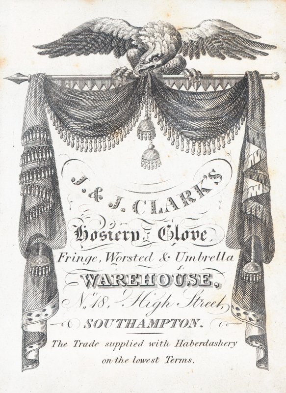 贸易卡，J＆J Clarks袜类和手套仓库 作者 英语学校