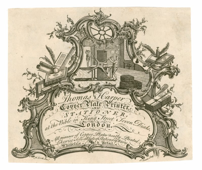 Thomas Harper，铜版印刷机和文具商的交易卡 作者 英语学校