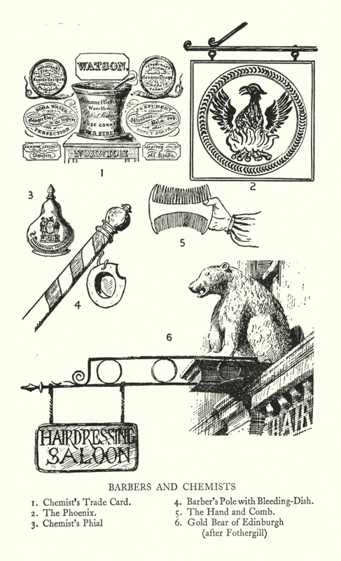 贸易标志：理发师和化学家（石版画） 作者 英语学校