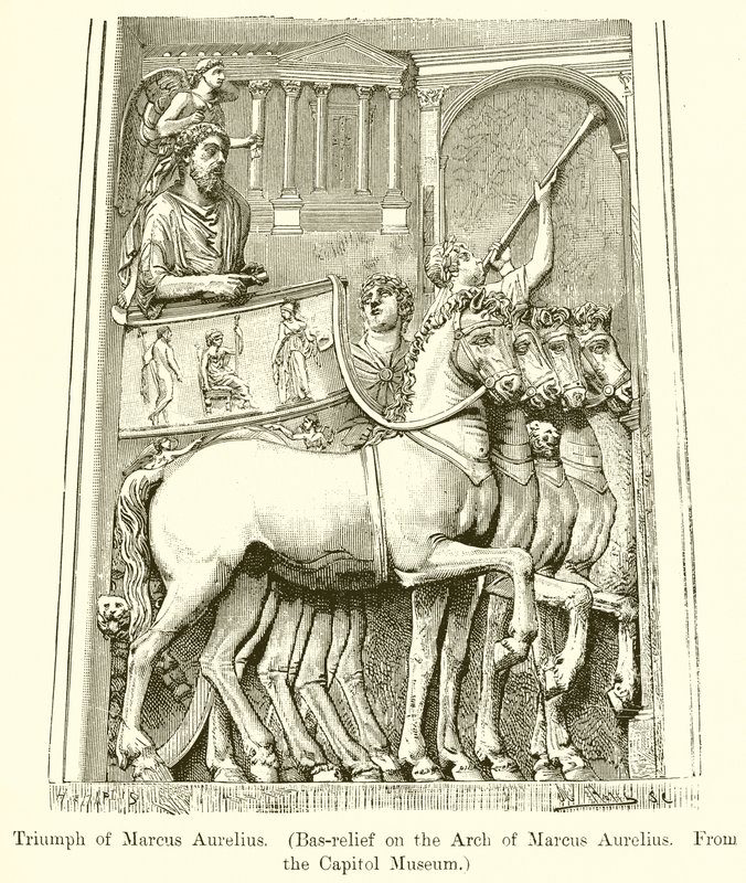 Marcus Aurelius的胜利。 （Marcus Aurelius拱门上的浮雕。来自国会大厦博物馆） 作者 英语学校