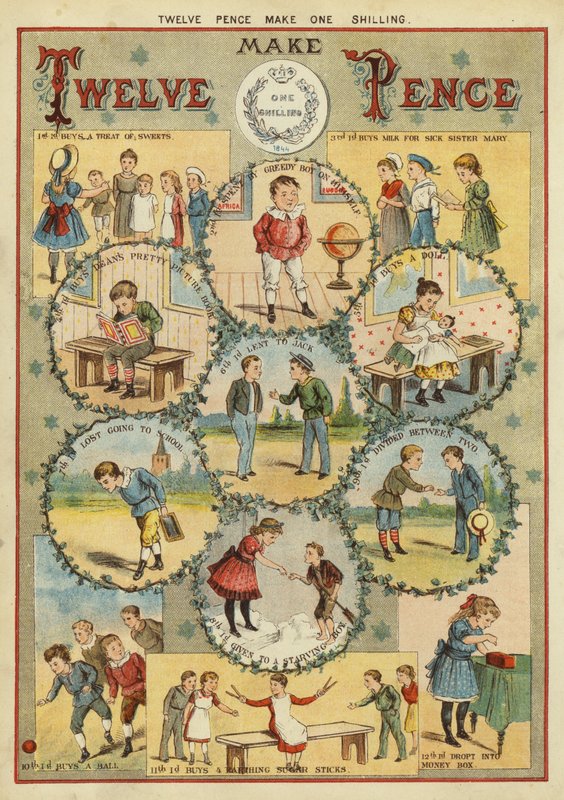 十二个便士凑成一先令（chromolitho）。 作者 英语学校