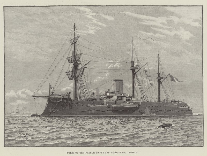 法国海军的类型，Redoutable，Ironclad（雕刻） 作者 英语学校