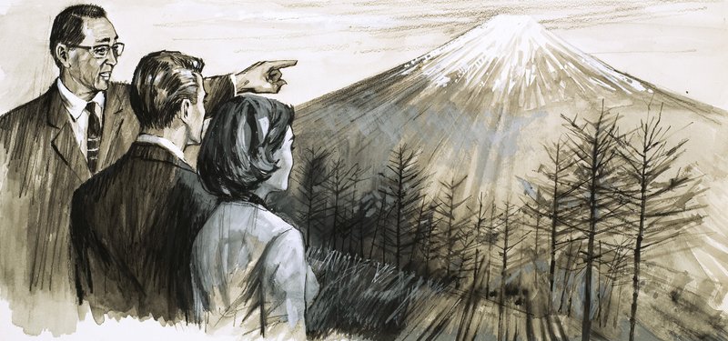 不明身份男子指着日本富士山 作者 英语学校