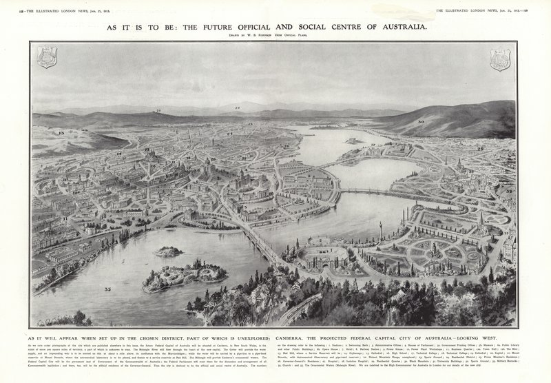 堪培拉的视图，建议澳大利亚联邦首都，1913年 作者 英语学校