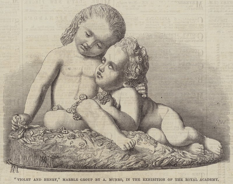 “紫罗兰与亨利”，A Munro 大理石组，皇家学院展览（版画） 作者 英语学校