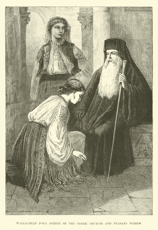 Wallachian popa，希腊教会的牧师和农民妇女 作者 英语学校