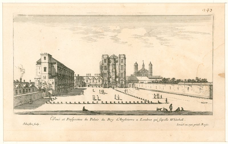 白厅。蚀刻由以色列西尔维斯特，1640年 作者 英语学校