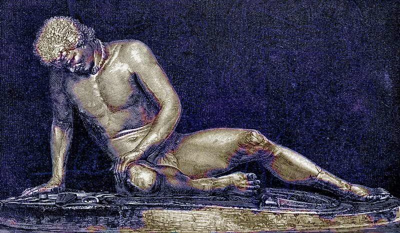受伤的高卢，由Victor Duruy撰写的罗马历史插图，1884年出版（数字增强图像） 作者 英语学校