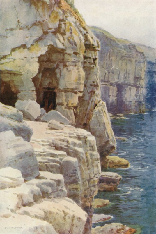蒂莉奇想洞穴 (Tilly Whim Caves)，斯沃尼奇（彩色平版印刷） 作者 欧内斯特·威廉·哈斯勒赫斯特
