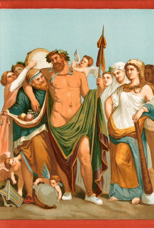来自Pompeian画作的Hercules和Omphale 作者 艾蒂安·安托万·尤金·罗纳特