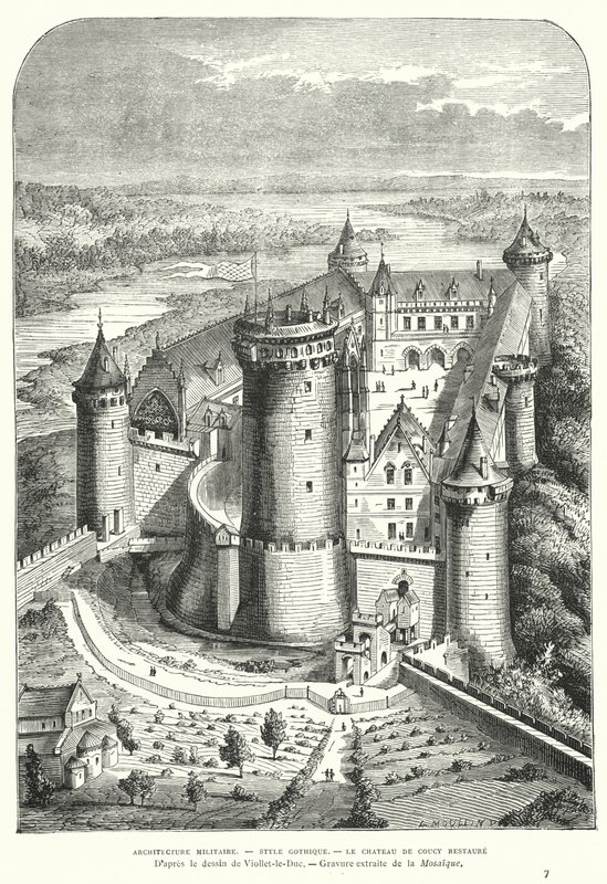 Chateau de Coucy，皮卡第，法国，在19世纪由Eugene Viollet-le-Duc修复 作者 尤金·伊曼纽尔（Eugene Emmanuel）