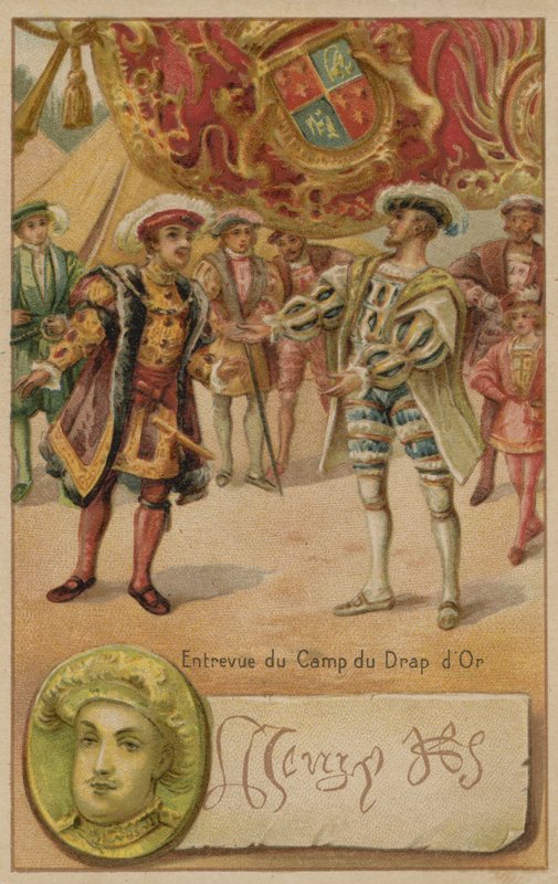 1520年，英国的亨利八世和法国的弗朗西斯一世在黄金布场上的会面 作者 欧洲学校