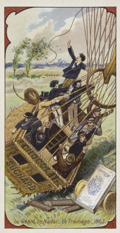 Nadars气球Geant将它的篮子拖到地上，1863年 作者 欧洲学校