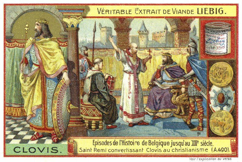St Remigius将法兰克斯国王克洛维斯一世转换为基督教，490 作者 欧洲学校