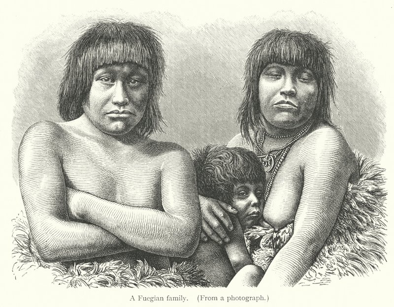 A Fuegian family (engraving) 作者 欧洲学校