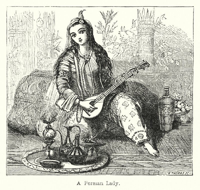 一位波斯女士（版画） 作者 欧洲学校