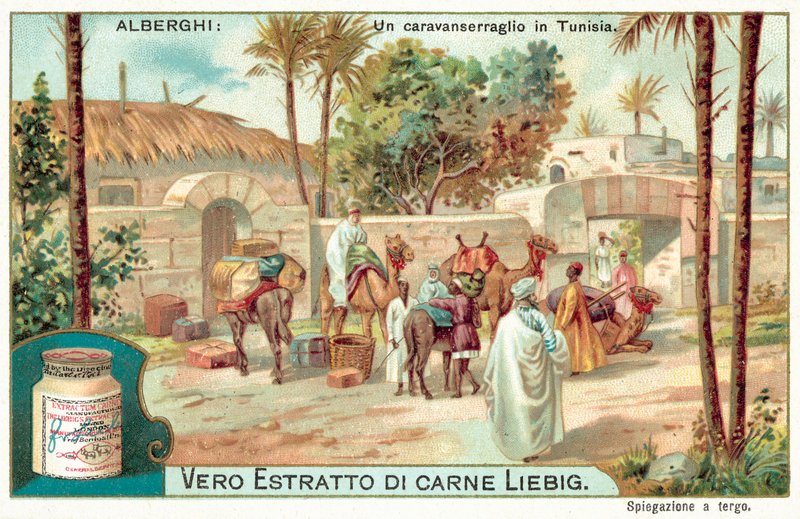 A caravanserai in Tunisia (chromolitho) 作者 欧洲学校