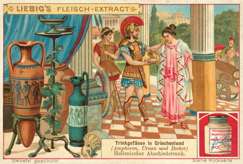 A farewell drink in Ancient Greece (chromolitho) 作者 欧洲学校