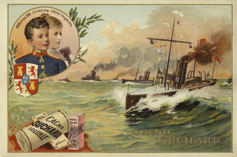 西班牙的Alfonso XIII和他的母亲，奥地利的Maria Christina，1898年的西班牙裔美国人战争 作者 欧洲学校
