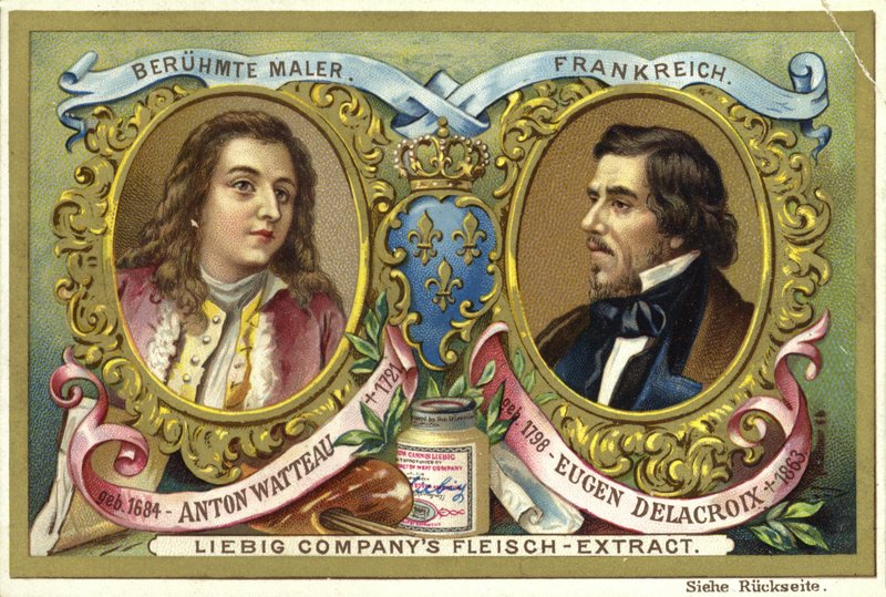 Antoine Watteau和Eugene Delacroix，法国艺术家 作者 欧洲学校