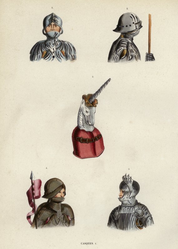 Casques (coloured engraving) 作者 欧洲学校
