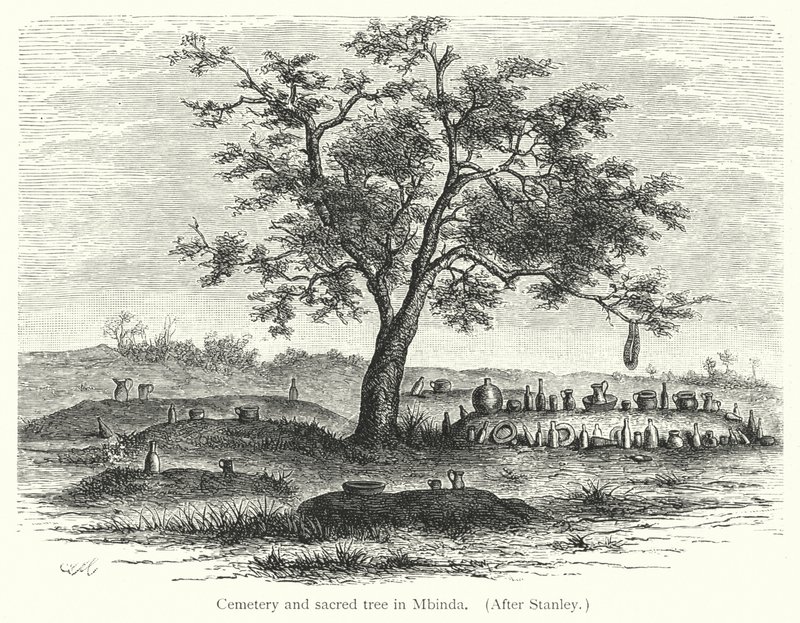 Cemetery and sacred tree in Mbinda (engraving) 作者 欧洲学校