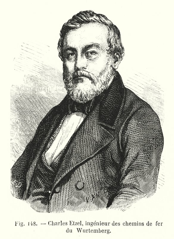 Charles Etzel，符腾堡州铁路的工程师（雕刻）。 作者 欧洲学校