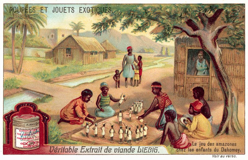 Children playing a game of Amazons in Dahomey (chromolitho) 作者 欧洲学校