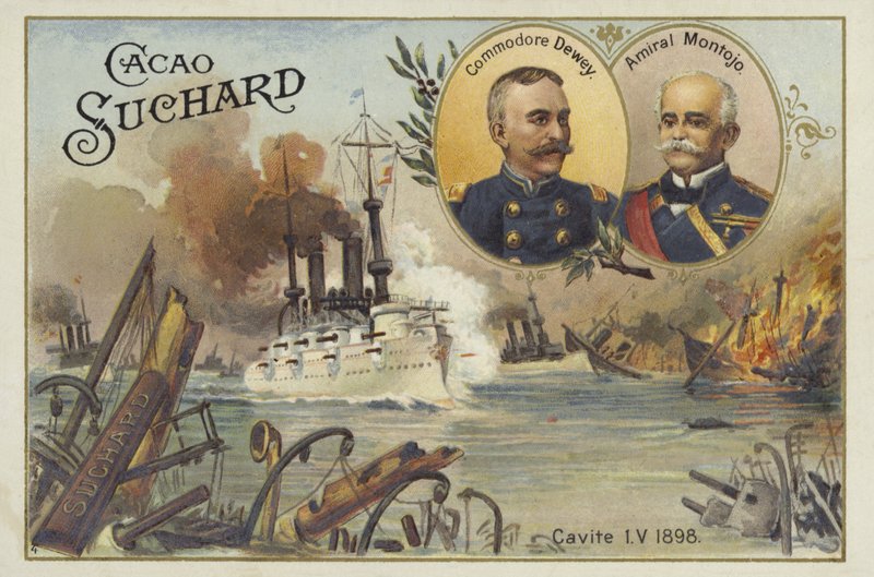 Commodore George Dewey和海军上将Patricio Montojo，马尼拉湾战役，西班牙 - 美国战争，1898年5月1日 作者 欧洲学校