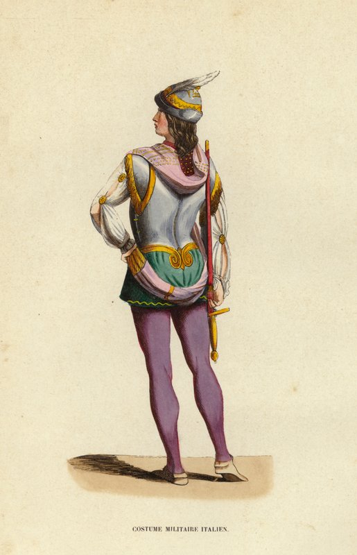 意大利军事服装（彩色雕刻）（Costume Militaire Italien 作者 欧洲学校