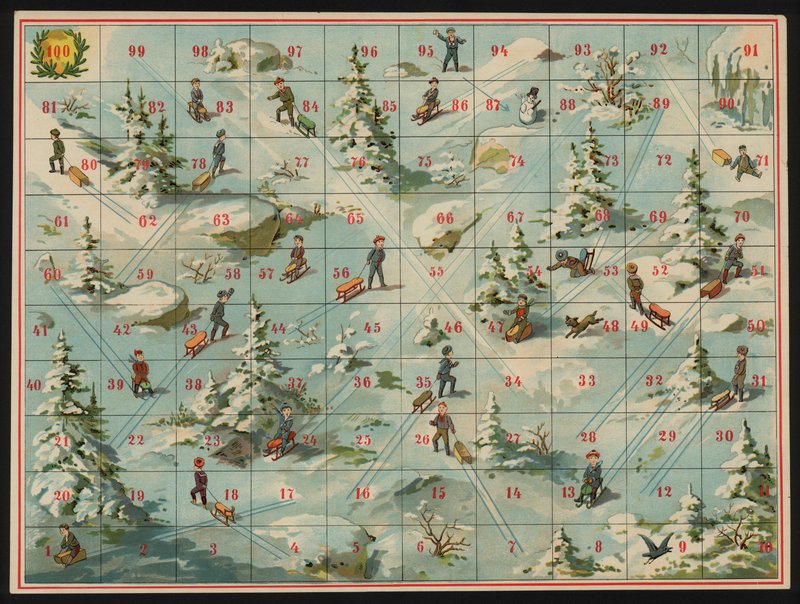 在La Montagne（彩色平版印刷）。 作者 欧洲学校