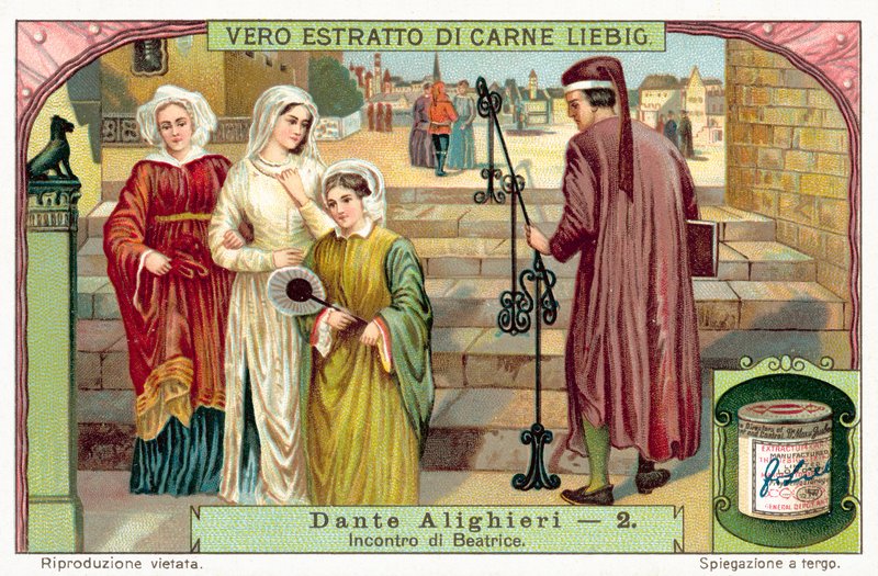 Dante meets Beatrice (chromolitho) 作者 欧洲学校