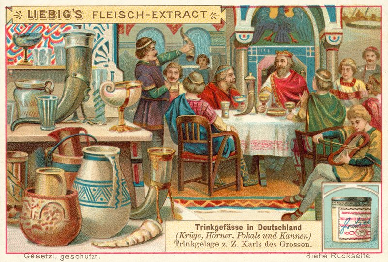 查理曼大帝时期在德国的饮酒会（chromolitho） 作者 欧洲学校