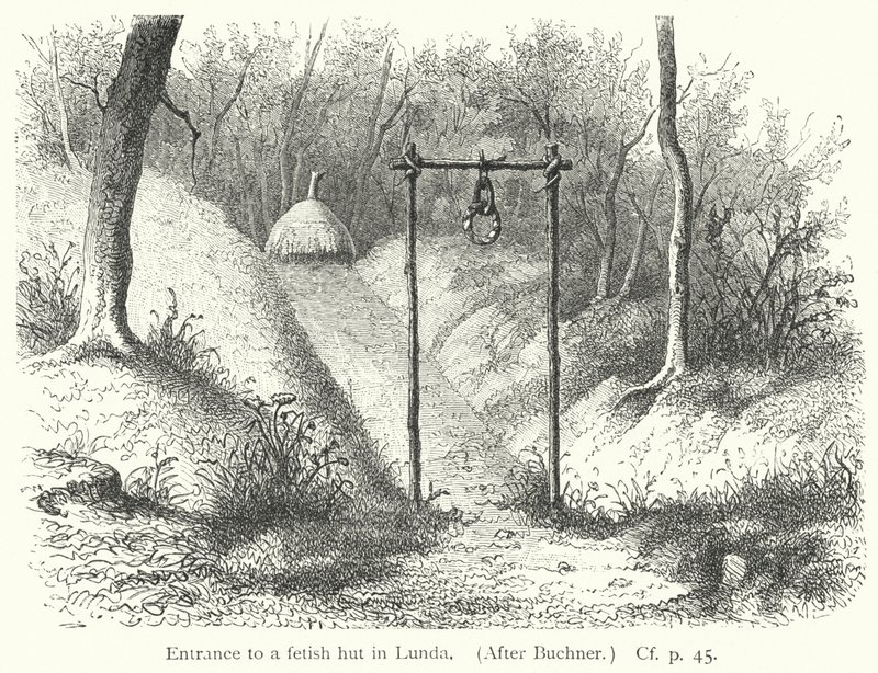 Entrance to a fetish hut in Lunda (engraving) 作者 欧洲学校