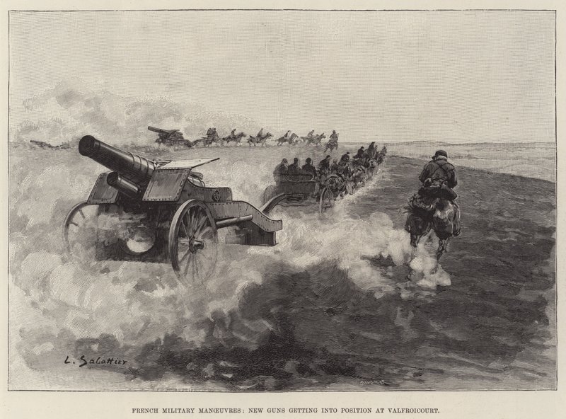 French Military Manoeuvres, New Guns getting into Position at Valfroicourt (engraving) 作者 欧洲学校