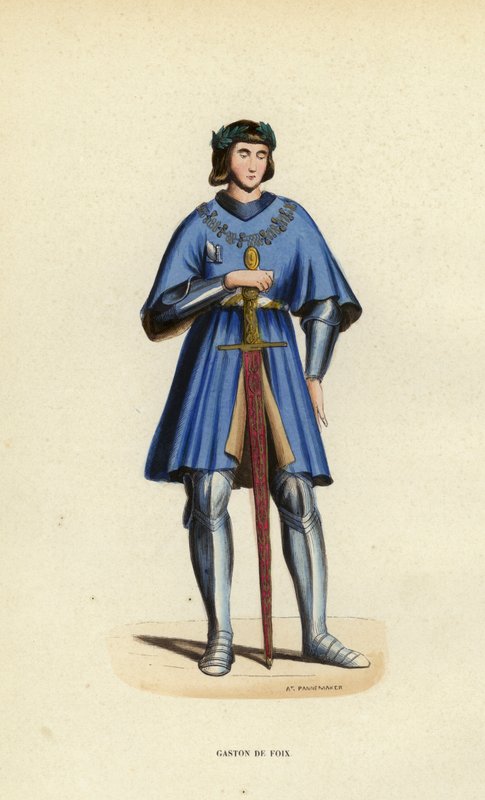 Gaston De Foix（彩色雕刻）。 作者 欧洲学校