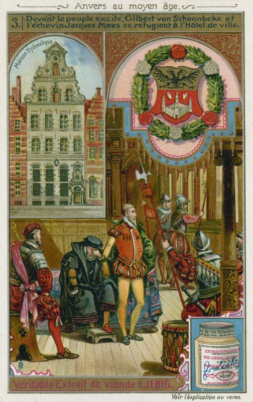 Gilbert van Schoonbeke和Pensionary Jacob Maes在16世纪的市政厅避难 作者 欧洲学校