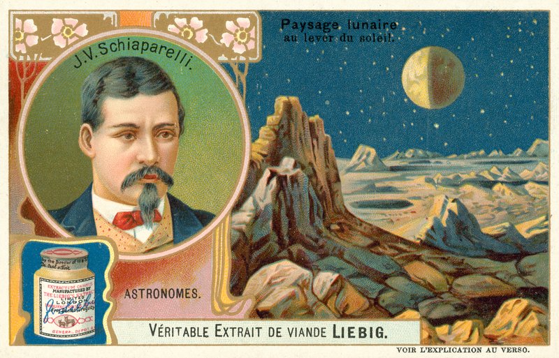 Giovanni Schiaparelli and the surface of the Moon at sunrise (chromolitho) 作者 欧洲学校
