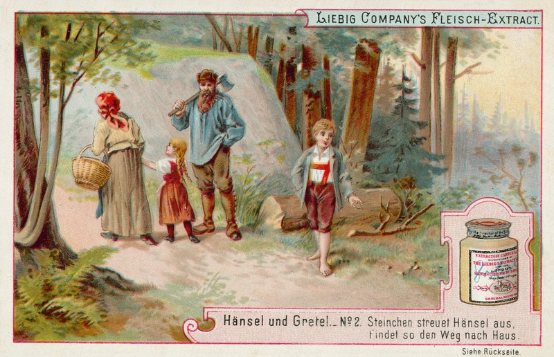 Hansel ndi Gretel: Hansel akuchoka pamiyala kuti apeze njira yobwerera (chromolitho) 作者 欧洲学校