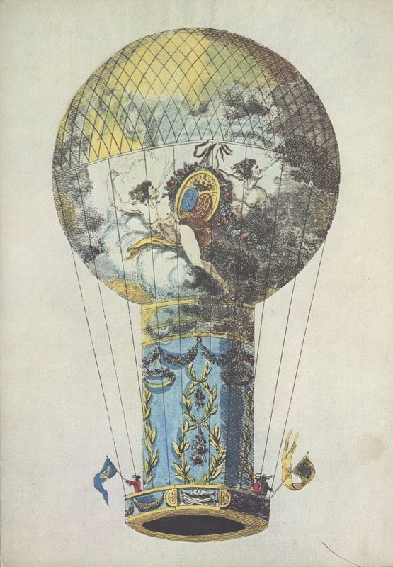 Hot air balloon (coloured engraving) 作者 欧洲学校