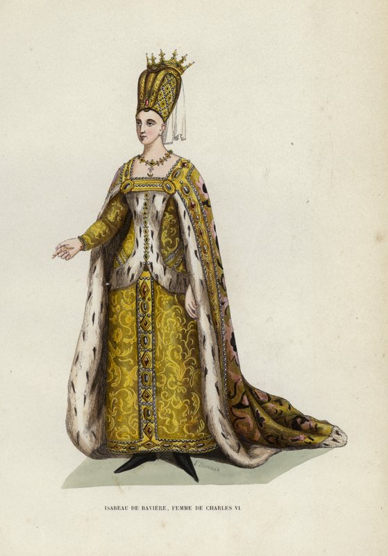 Isabeau De Baviere，查理六世的女人（彩色雕刻） 作者 欧洲学校
